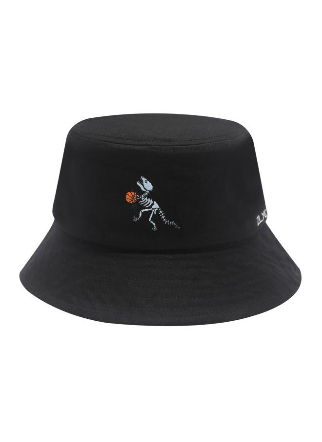 ZLYC Unisex Fashion Embroidered Bucket Hat Summer Fisherman Cap for Men Women Teens (Dinosaur Skeleton Black)  - Image 1
