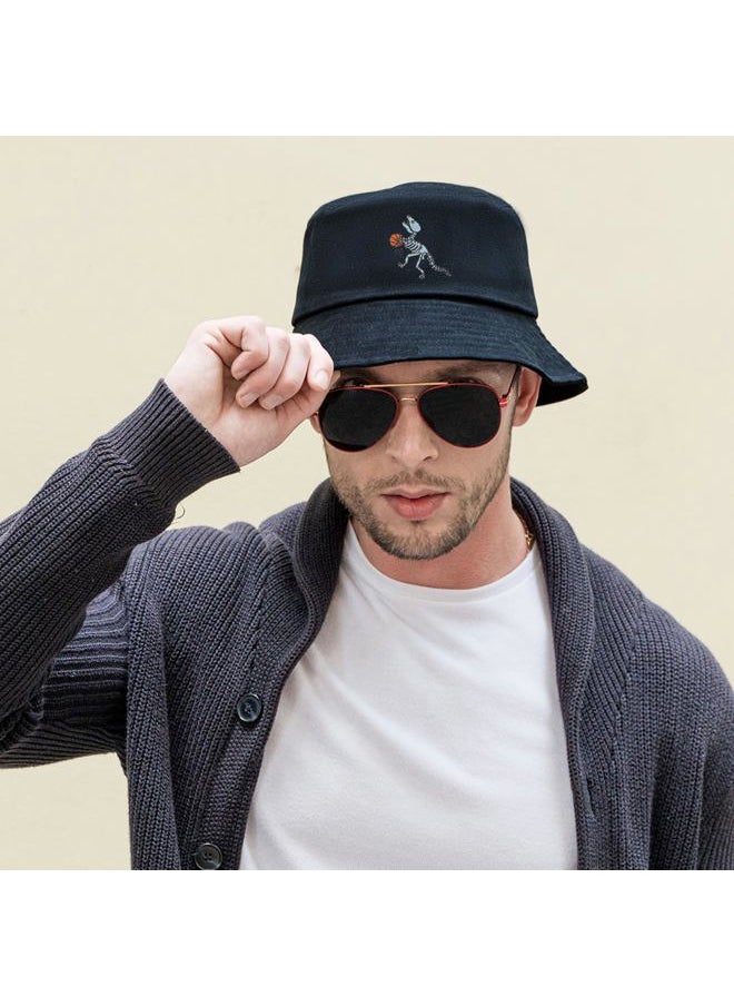ZLYC Unisex Fashion Embroidered Bucket Hat Summer Fisherman Cap for Men Women Teens (Dinosaur Skeleton Black)  - Image 2