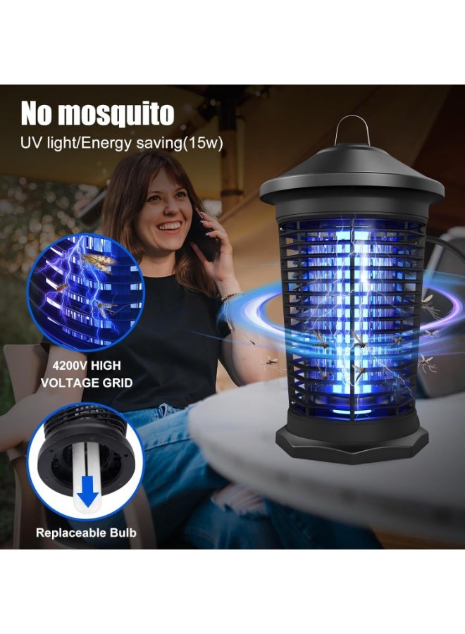 REBENUO Light Sensor Bug Zapper Insect Killer Outdoor, 20W Electric Mosquito Zapper outdoor, Waterproof Mosquito Killer Lamp, Insect Fly Trap - Image 3