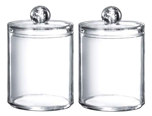 Kamay's Kamays 2PCS Transparent Dustproof Cotton Ball Pad Swabs Make Up Pads Dispenser Holder Organizer Container with lid Multifunction Acrylic Cosmetic Makeup Organizer SF2972 - Image 1