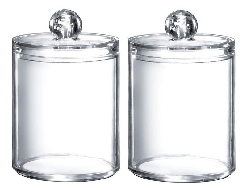 Kamay's Kamays 2PCS Transparent Dustproof Cotton Ball Pad Swabs Make Up Pads Dispenser Holder Organizer Container with lid Multifunction Acrylic Cosmetic Makeup Organizer SF2972 - Image 2