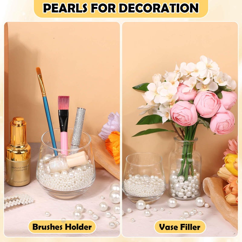 Tidponra 1470PCS Pearls for Crafting, Assorted Sizes Ivory No Hole Pearl Beads,Fake Pearls, Bulk for Floating Candles, Decoration, Vase Filler and Centerpieces - Image 5