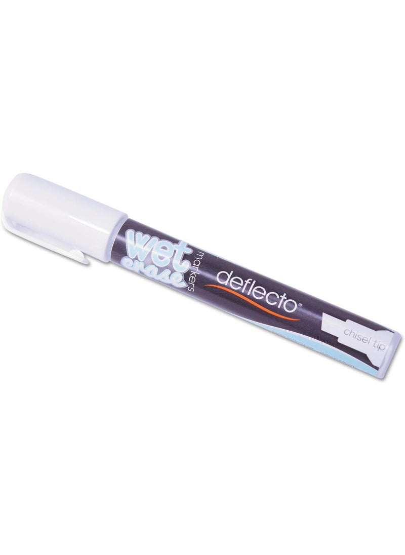 Deflecto Deflecto SMA510V4WT Wet Erase Marker Chisel White Pack of 4  - Image 3
