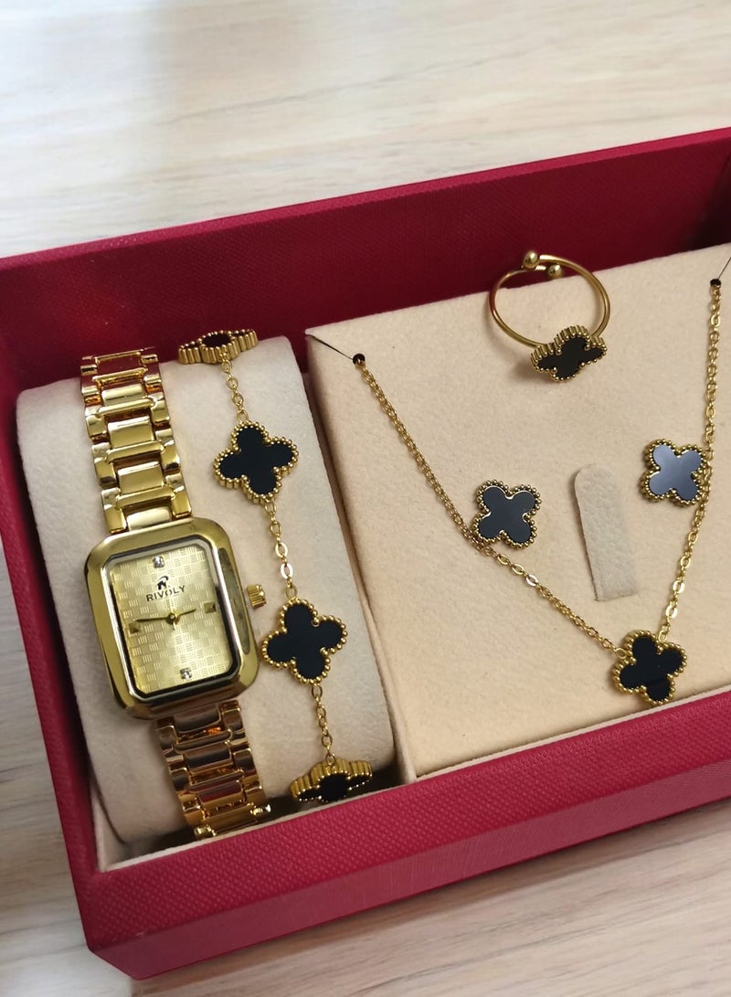 Rivoli Elegant women's stainless-steel set consisting of a waterproof watch with a set of bracelets, rings, necklaces, and earrings - Image 1