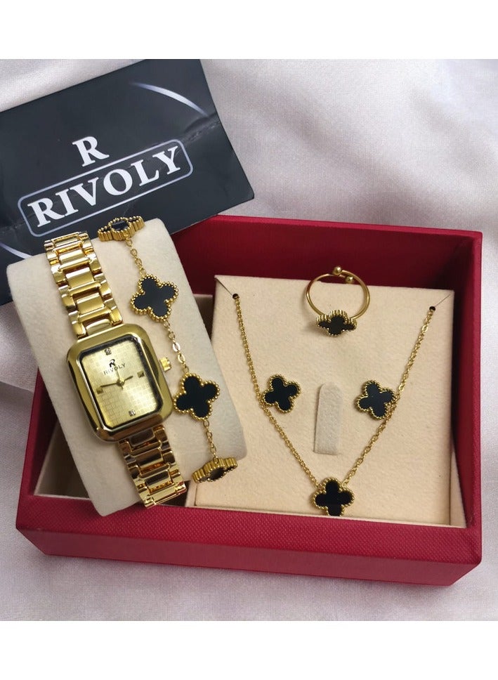 Rivoli Elegant women's stainless-steel set consisting of a waterproof watch with a set of bracelets, rings, necklaces, and earrings - Image 2