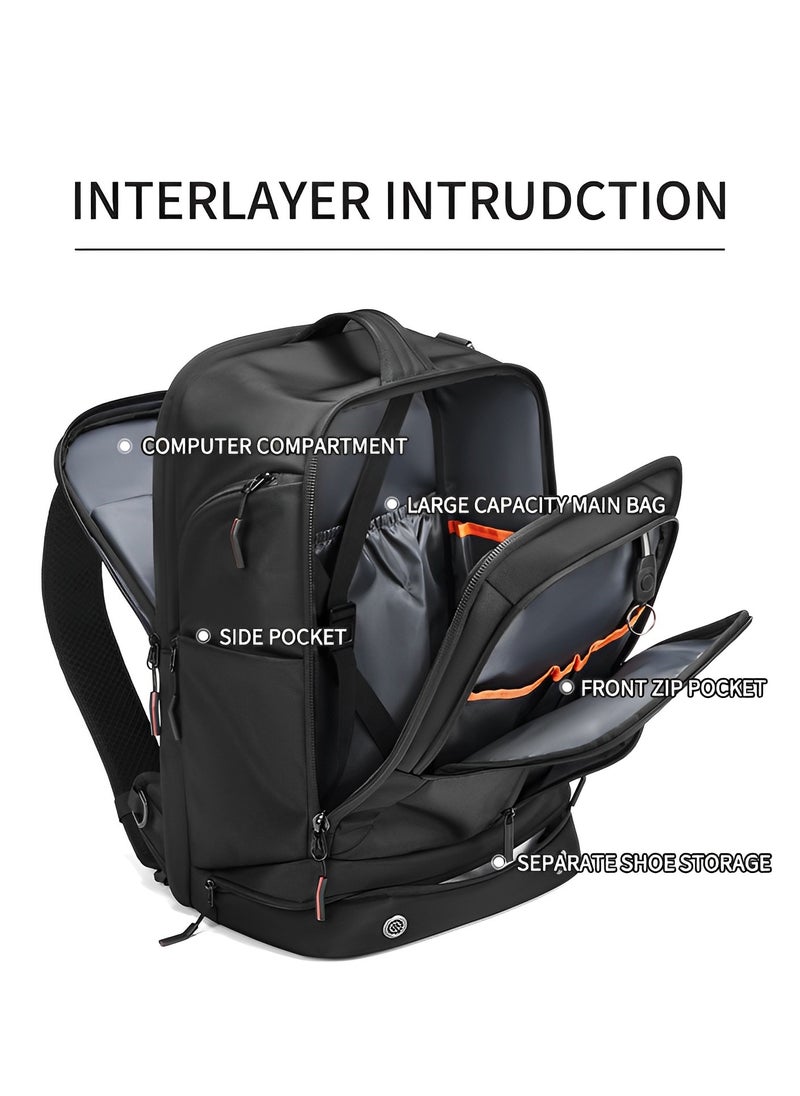 Generic - Large Travel Backpack Carry On Hiking Waterproof Outdoor Sports Rucksack Casual Daypack Travel Essentials LargeCapacity Oxford Cloth Crossbody for Women Men （Black） - Image 1