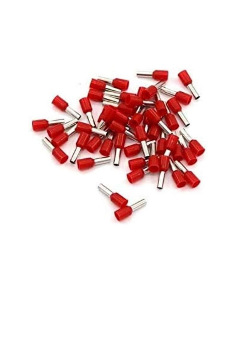 Insulated Ferrules Terminal Block Cord End Wire Tubular Connector, Electrical Crimp Cable Lugs, Terminal Cable Crimp Cable Sleeve for Wire Connection (Pack of 100) (16mm - E1612, Red) - Image 2