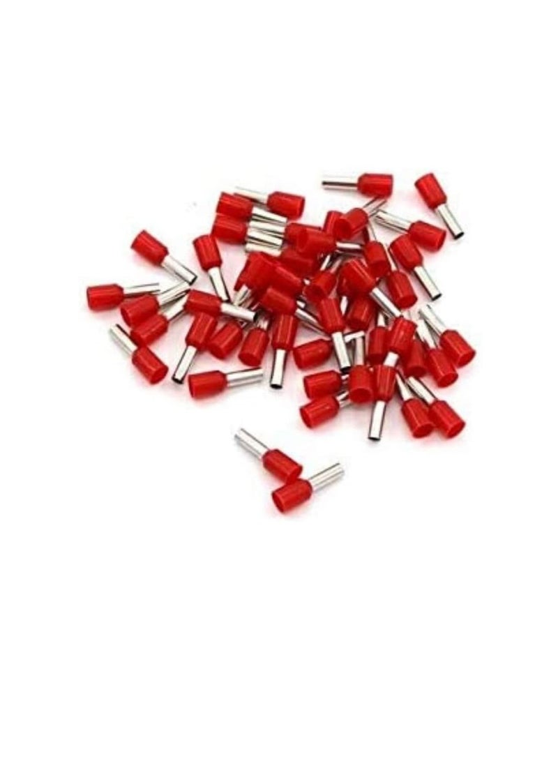 Insulated Ferrules Terminal Block Cord End Wire Tubular Connector, Electrical Crimp Cable Lugs, Terminal Cable Crimp Cable Sleeve for Wire Connection (Pack of 100) (16mm - E1612, Red) - Image 1