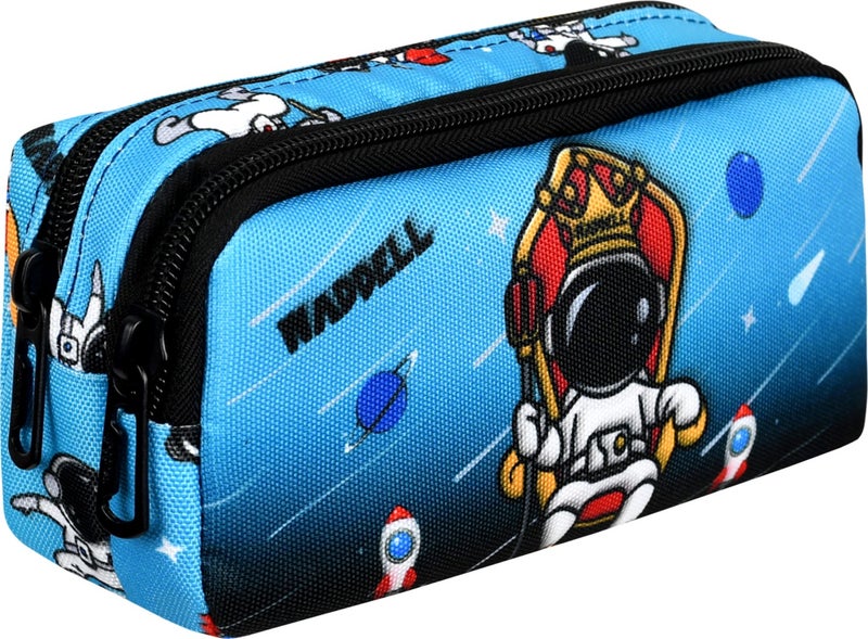 Niss Store Waddell Licensed Blue Astronaut Patterned 2 Pocket Pencil Case - Image 1