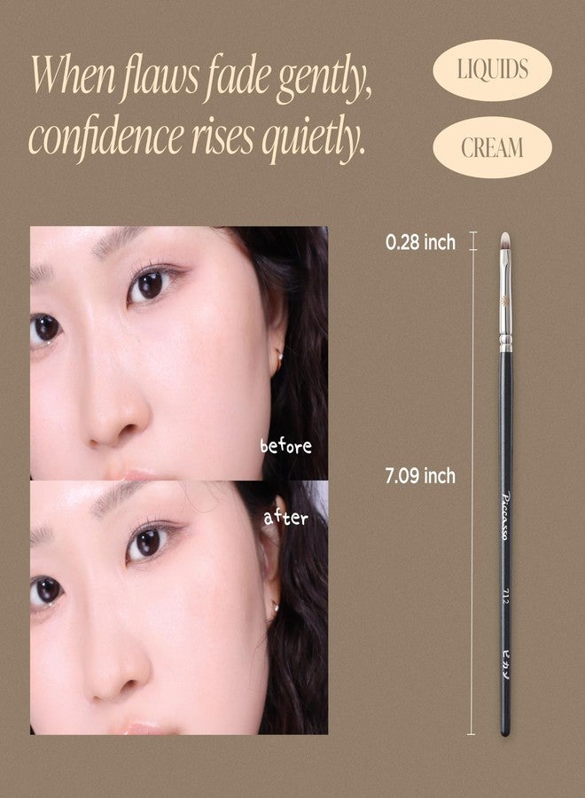 Piccasso 712 Concealer Brush – Precision Brush for Spot Coverage, Under Eye Concealer, and Lip Line Detailing, Ideal for Cream and Liquid Concealers, Korean Face Makeup Tool - Image 5