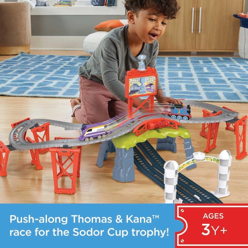 Thomas & Friends Diecast Toy Train Set Race for the Sodor Cup Track Playset with Thomas & Kana Engines for Pretend Play Kids Ages 3+ Years - Image 3