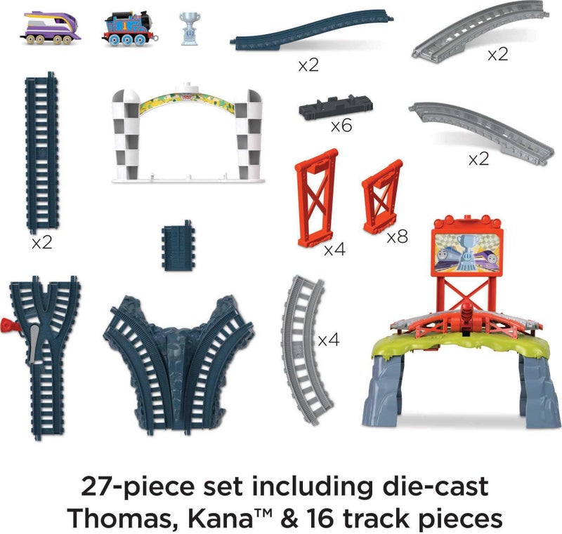 Thomas & Friends Diecast Toy Train Set Race for the Sodor Cup Track Playset with Thomas & Kana Engines for Pretend Play Kids Ages 3+ Years - Image 5
