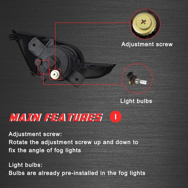 A ABIGAIL Driving Fog Lights Replacement for Nissan Altima 2013-2015 with H11 12V 55W Halogen Bulbs & Chrome Black Bezel - Image 5