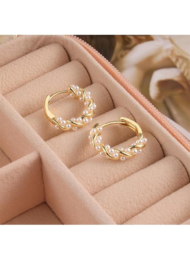 YJ New Luxury Mixed Copper Luxury Cotton Loop Earrings with Artificial Pearl for Women - Image 3