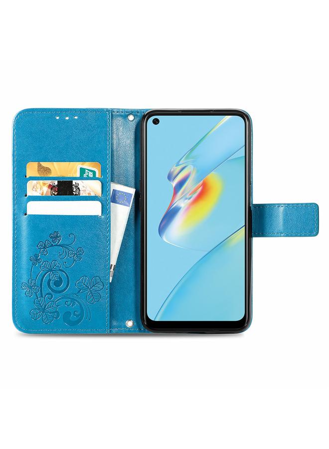 erorex Case For OPPO A54 4G Four-leaf Clasp Embossed Buckle Mobile Phone Protection Leather Case with Lanyard & Card Slot & Wallet & Bracket Function - Image 3
