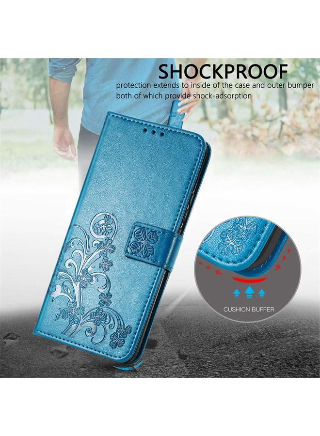 erorex Case For OPPO A54 4G Four-leaf Clasp Embossed Buckle Mobile Phone Protection Leather Case with Lanyard & Card Slot & Wallet & Bracket Function - Image 5