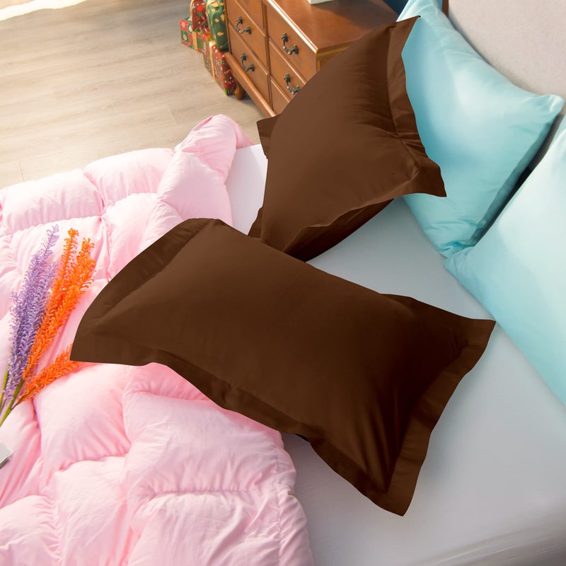 إن تي باي NTBay Queen Pillow Shams - 2 Pack Microfiber 20x30 Coverts - Super Super and Dozy Growner Resistant 20x30 Indcses Brown Brown  - Image 4