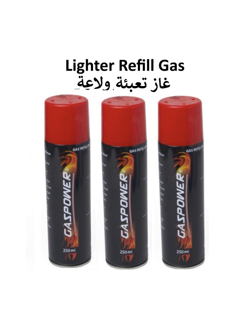 GASPOWER Purified Gas For Refilling With Different Nozzle Heads 250 mL (3Pc) - Image 1