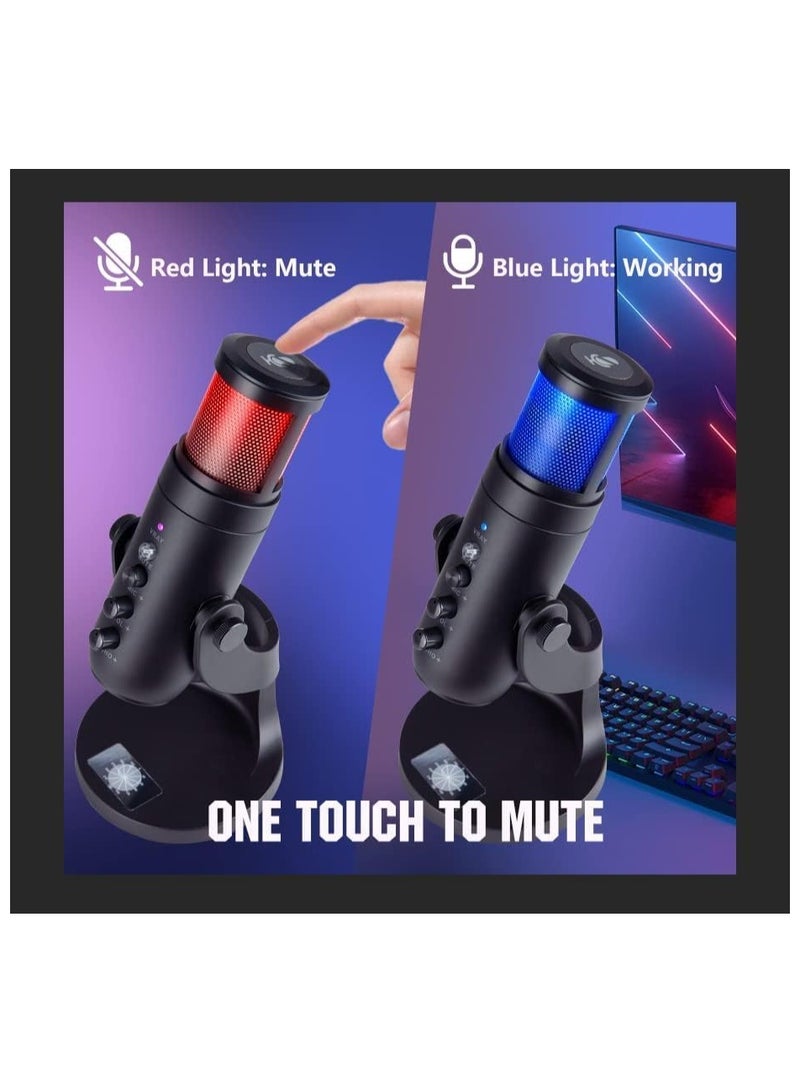 TIGER High-Quality Gaming Microphone – Condenser USB Mic with RGB Control, One-Touch Mute for PC, Laptop, PS4/PS5, Twitch & YouTube Streaming  - Image 3