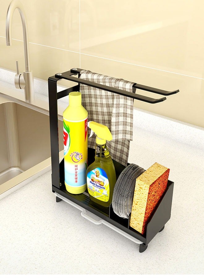 Dishcloth Rack: Kitchen Supplies Shelf and Sponge Drain Storage, Countertop Storage Device - Image 2