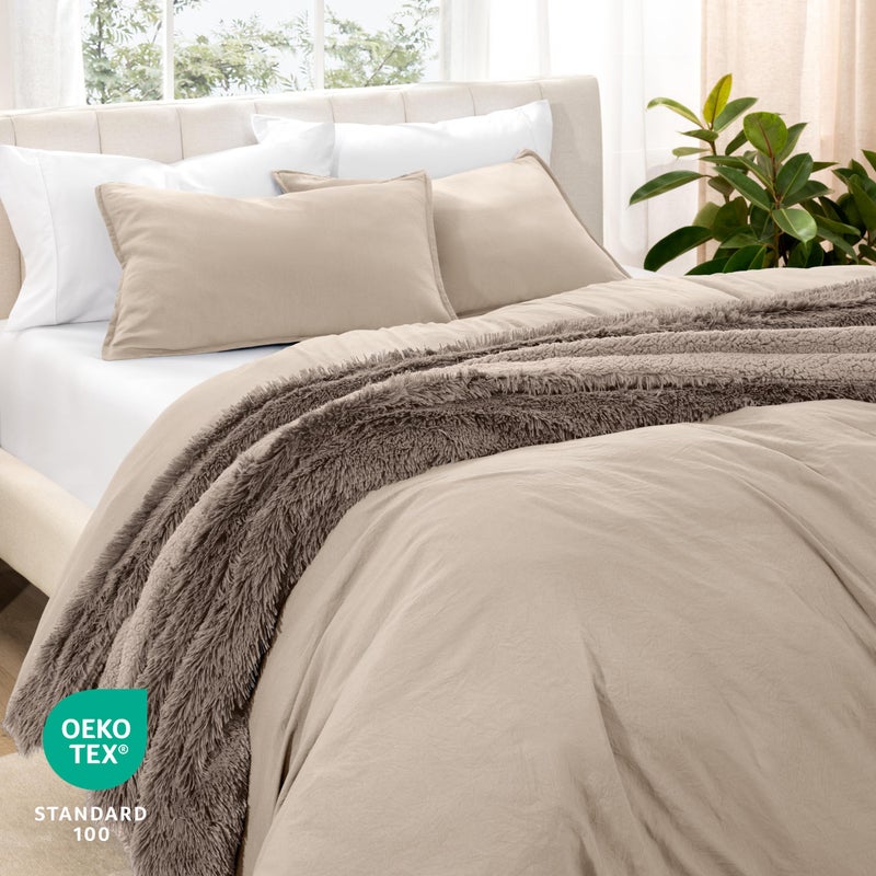 Bare Home Microfiber Duvet Cover Set - Ultra Soft Washed Microfiber - King/California King - Linen-Like Look - Easy Care - Breathable Fabric - Our Softest Duvet Cover Set (King/Cal King, Pebble Beach) - Image 5