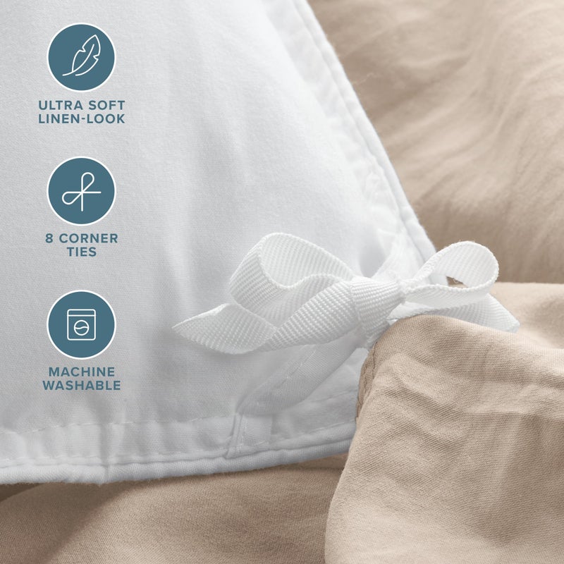 Bare Home Microfiber Duvet Cover Set - Ultra Soft Washed Microfiber - King/California King - Linen-Like Look - Easy Care - Breathable Fabric - Our Softest Duvet Cover Set (King/Cal King, Pebble Beach) - Image 2