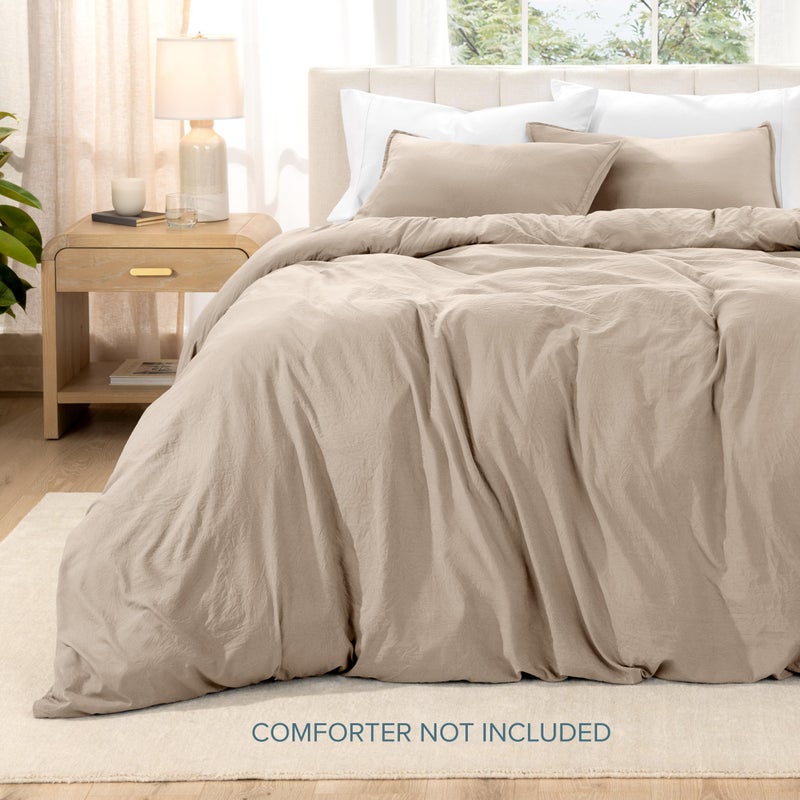 Bare Home Microfiber Duvet Cover Set - Ultra Soft Washed Microfiber - King/California King - Linen-Like Look - Easy Care - Breathable Fabric - Our Softest Duvet Cover Set (King/Cal King, Pebble Beach) - Image 3