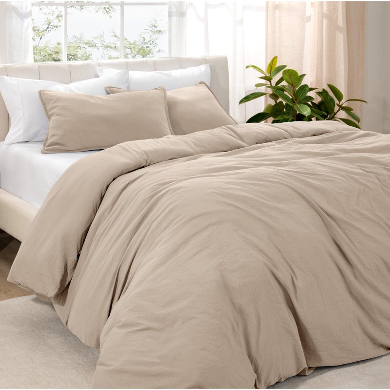 Bare Home Microfiber Duvet Cover Set - Ultra Soft Washed Microfiber - King/California King - Linen-Like Look - Easy Care - Breathable Fabric - Our Softest Duvet Cover Set (King/Cal King, Pebble Beach) - Image 1