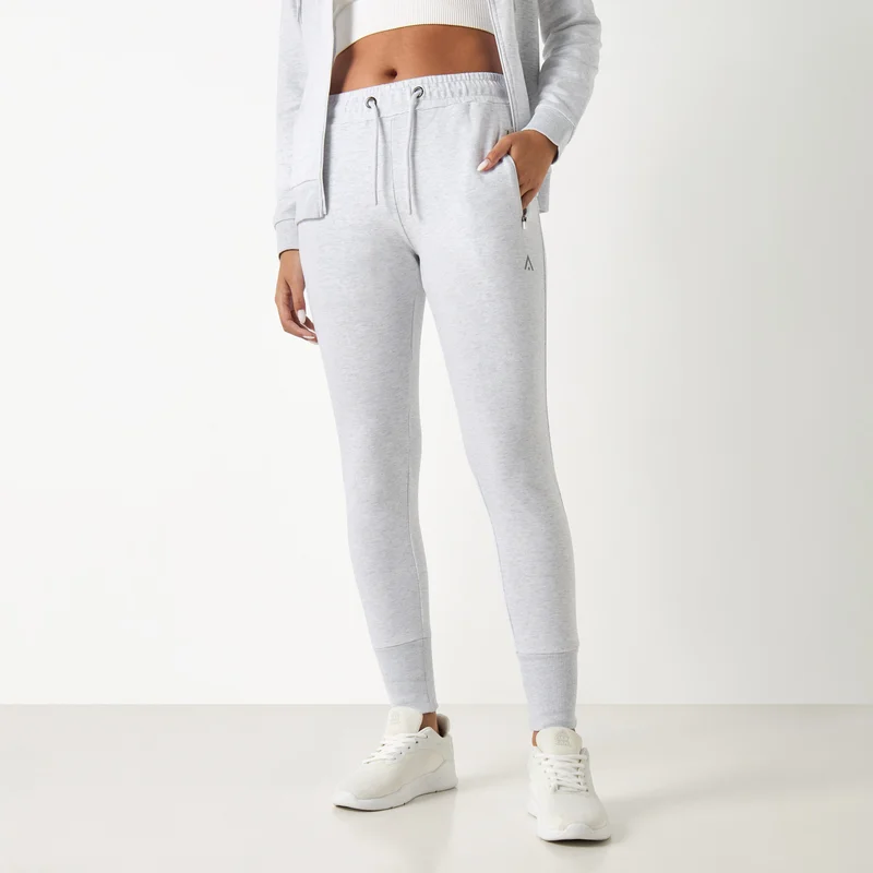 ADOT by Splash Solid Joggers with Elasticised Waistband and Zipper Pockets
