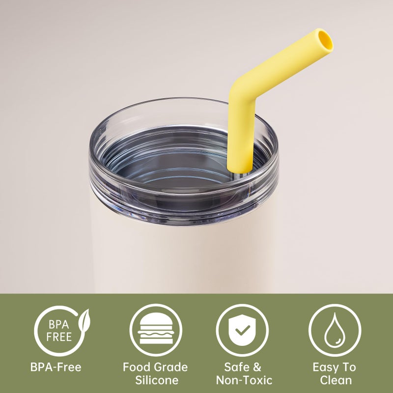 Tomorotec 6-Pack Stainless Steel Reusable Straw with Silicone Tip 3 Sizes, Metal Drinking Straws Fit for Stanley Quencher Tumblers 40oz, 30oz, 20oz, 14oz, Cleaning Brushes Included (Rainbow) - Image 4