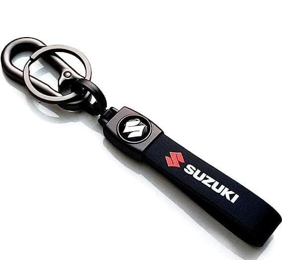 Mistazzo Suzuki Leather Strap Keychain Metal Hook Keyring Compatible With Swift Dzire, Ciaz, Breeza, Grand Vitara, Ertiga, WagonR For Car Boys Girls Men Women - Image 1