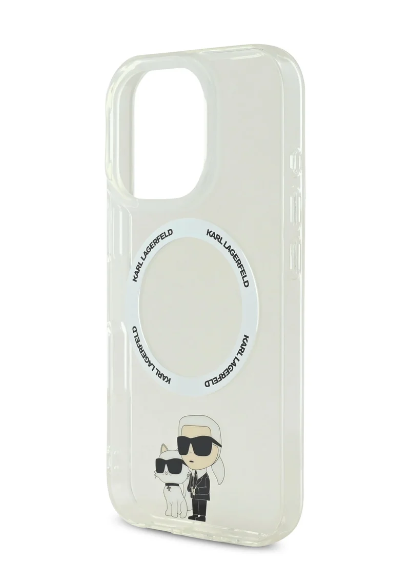 Karl Lagerfeld iPhone 16 Pro MagSafe Case IML Hard Cover with Nft Karl & Choupette  / Drop protection/ Slim Profile/ Lightweight / Easy Snap-On - Transparent