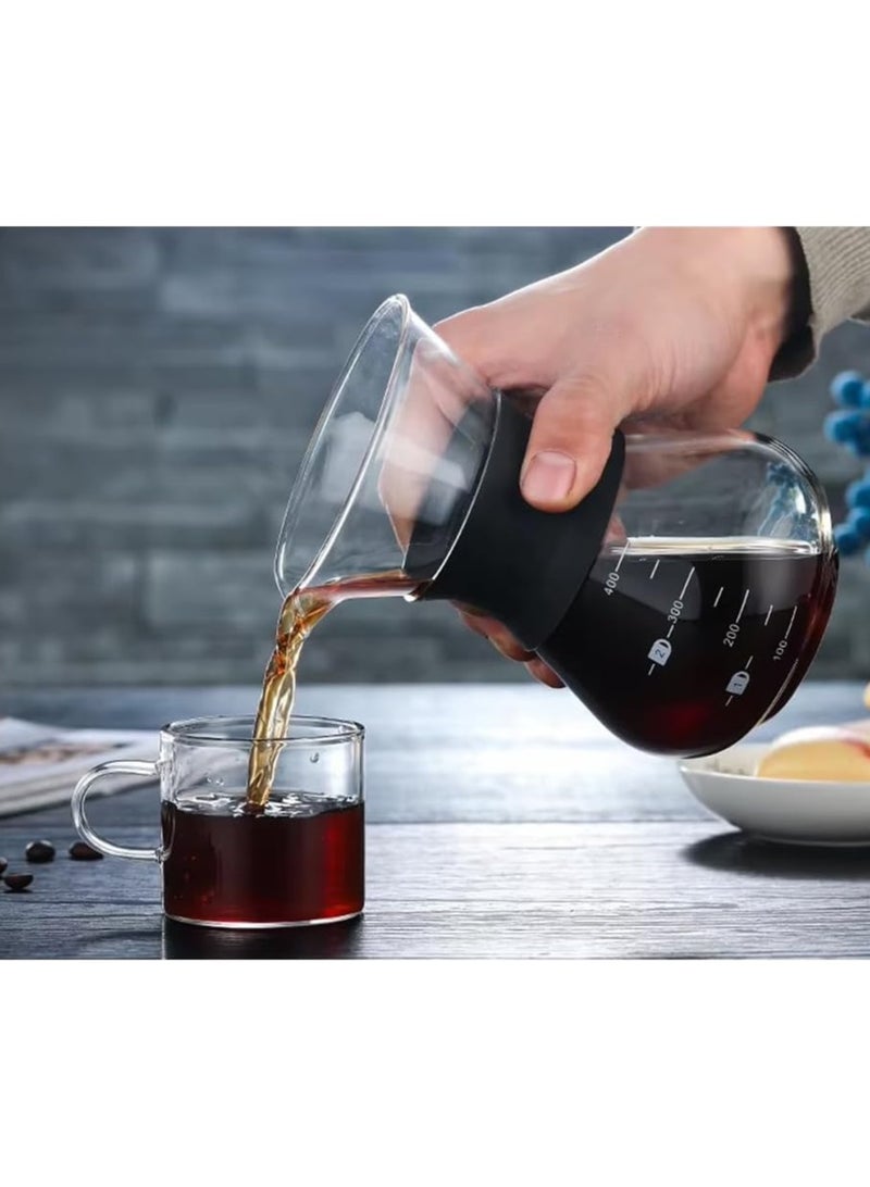 كويزين أرت مجموعة صانعة قهوة بالتقطير – إبريق زجاجي أنيق بفلتر ستانلس ستيل قابل لإعادة الاستخدام، كم سيليكون للحماية من الحرارة، وعاء تقطير قهوة كامل 400 مل - Image 4