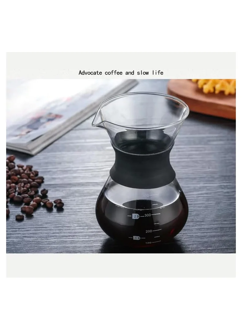 Cuisine Art Pour Over Coffee Maker Set – Elegant Glass Carafe with Reusable Stainless Steel Drip Filter, Silicone Sleeve for Heat Protection, Complete Pour Over Coffee Dripper Pot 400ml