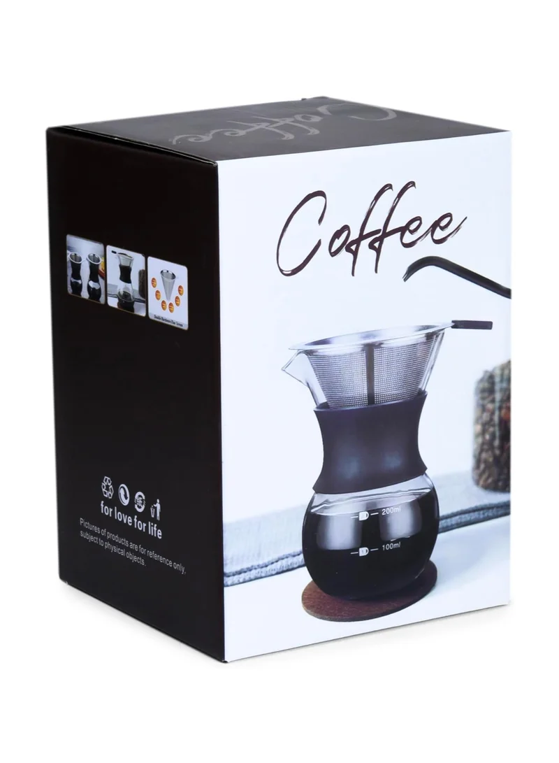 Cuisine Art Pour Over Coffee Maker Set – Elegant Glass Carafe with Reusable Stainless Steel Drip Filter, Silicone Sleeve for Heat Protection, Complete Pour Over Coffee Dripper Pot 400ml