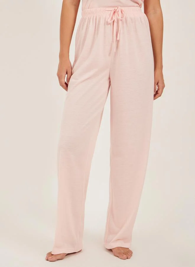 Styli Schiffli Yoke Pompom Trim Detail Top and Pyjama Pants Set