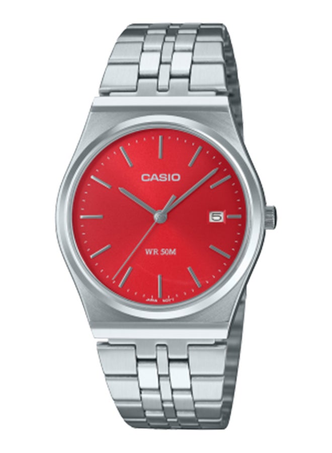 CASIO ساعة يد ستانلس ستيل بعقارب دائرية الشكل للجنسين MTP-B145D-4A2VDF - 35 ملم