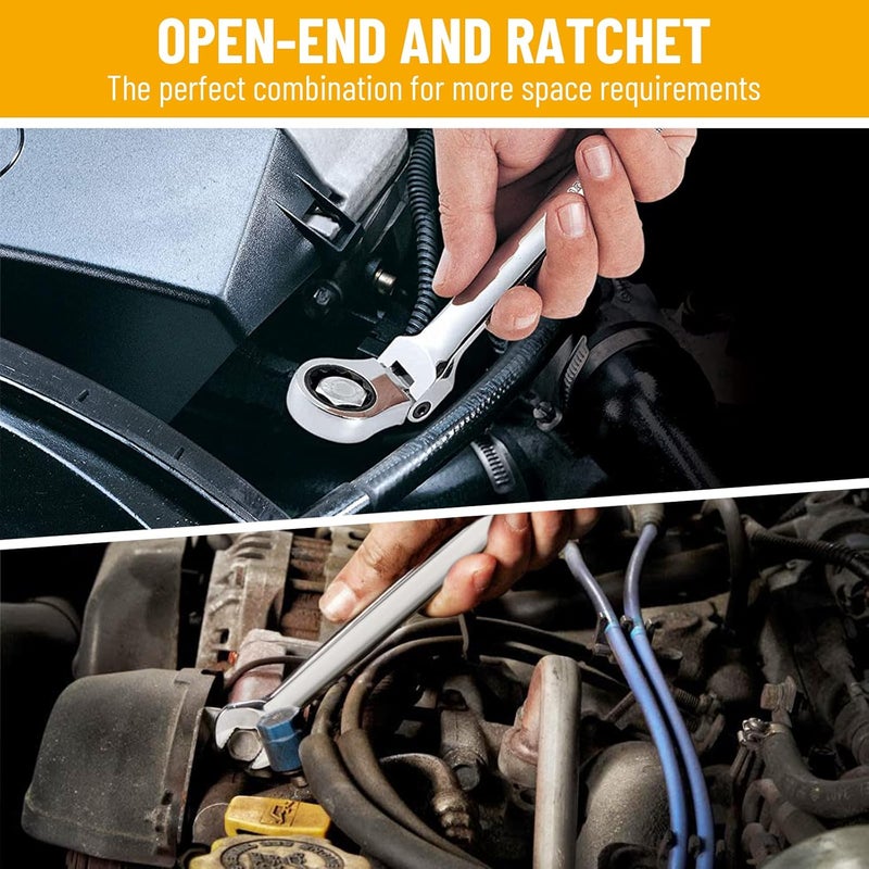 Pilida 10mm Ratchet Wrench Flex Head: Box End Wrench 12Pt| Metric Ratcheting Combination Chrome Vanadium - Image 5