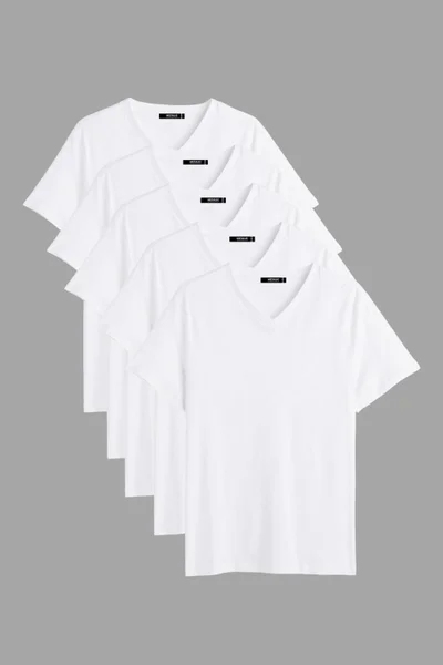 mmetalic Men's Multicolored T-Shirt Regular Fit Relaxed Cut V Neck 5-Piece Basic T-Shirt Pack