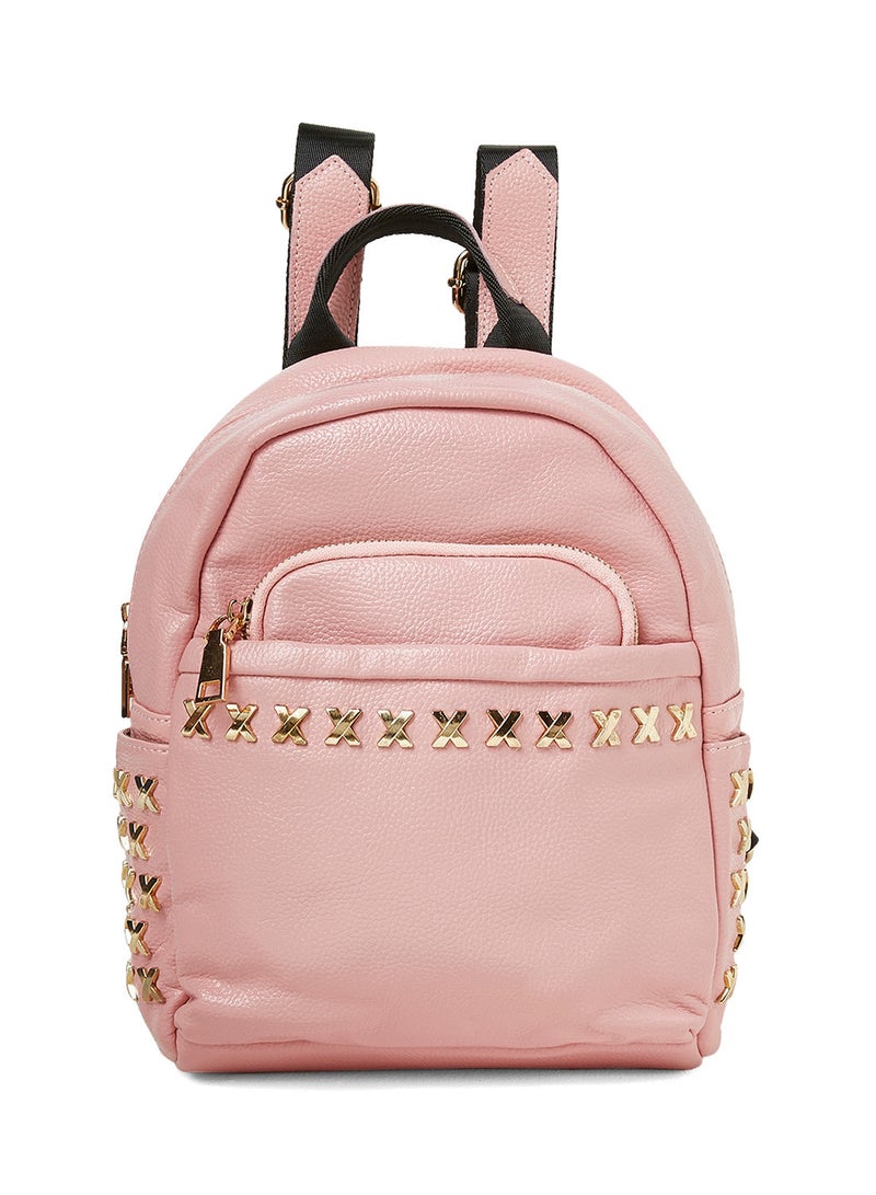 NIBEMINENT Faux Leather Backpack Pink  - Image 1