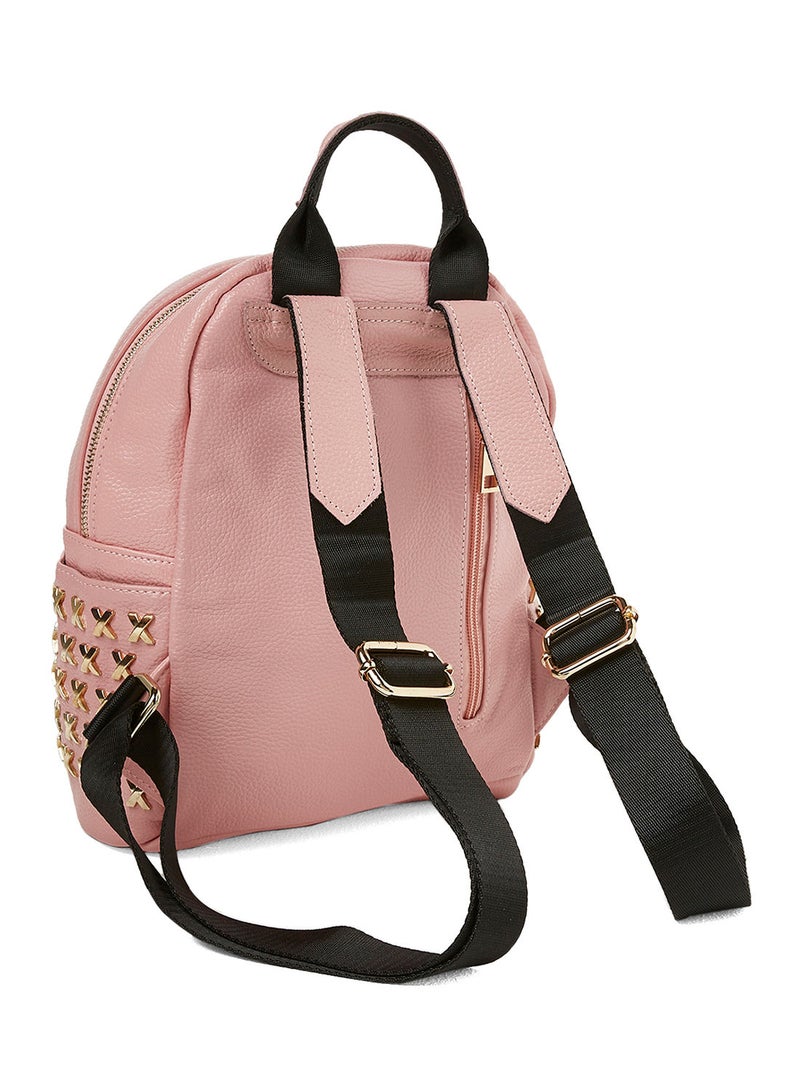 NIBEMINENT Faux Leather Backpack Pink  - Image 2