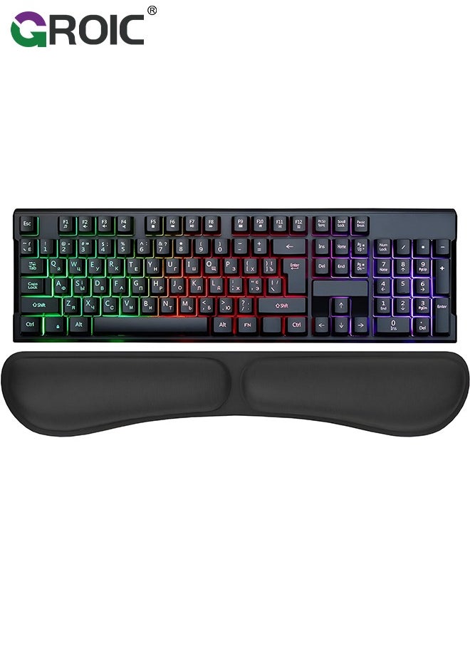 GROIC Black Memory Foam Keyboard Wrist Rest, Ergonomic Foldable Wrist Rest Computer Keyboard Wrist Support for Typing Pain Relief for Home Office Gaming Laptop  - Image 1