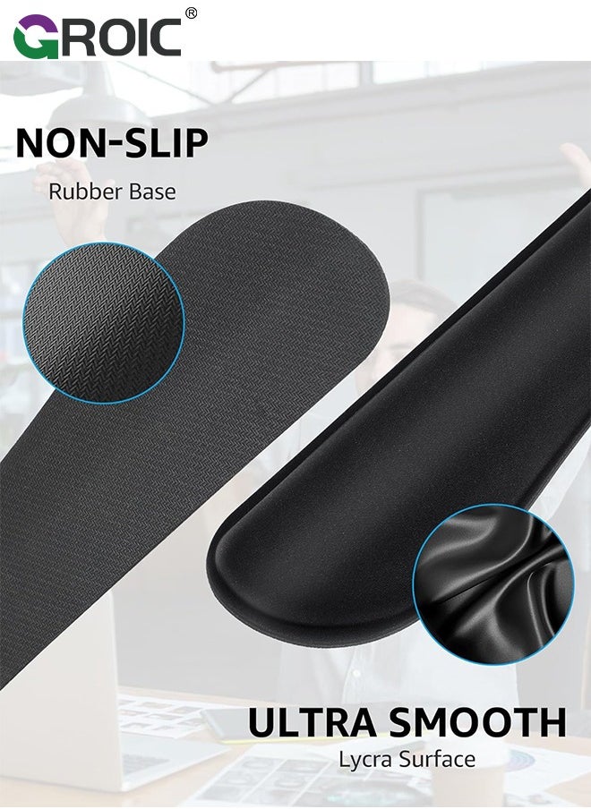 GROIC Black Memory Foam Keyboard Wrist Rest, Ergonomic Foldable Wrist Rest Computer Keyboard Wrist Support for Typing Pain Relief for Home Office Gaming Laptop  - Image 3