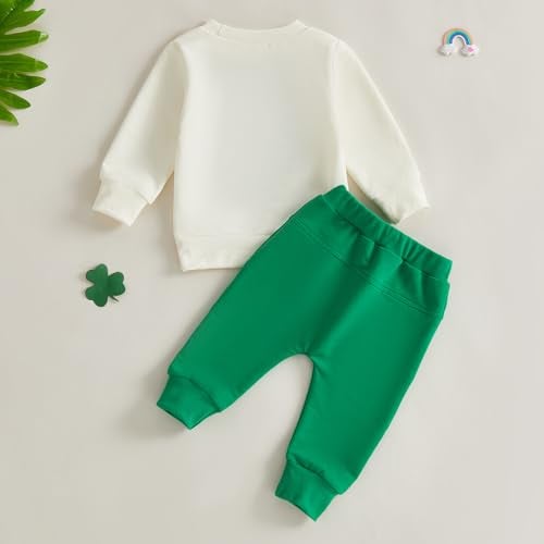 BemeyourBBs Toddler Baby Boy St Patricks Day Outfit Long Sleeve Sweatshirt and Pants Set 2 Piece Spring Clothes (Irish Shamrock Apricot, 12-18 Months) - Image 5