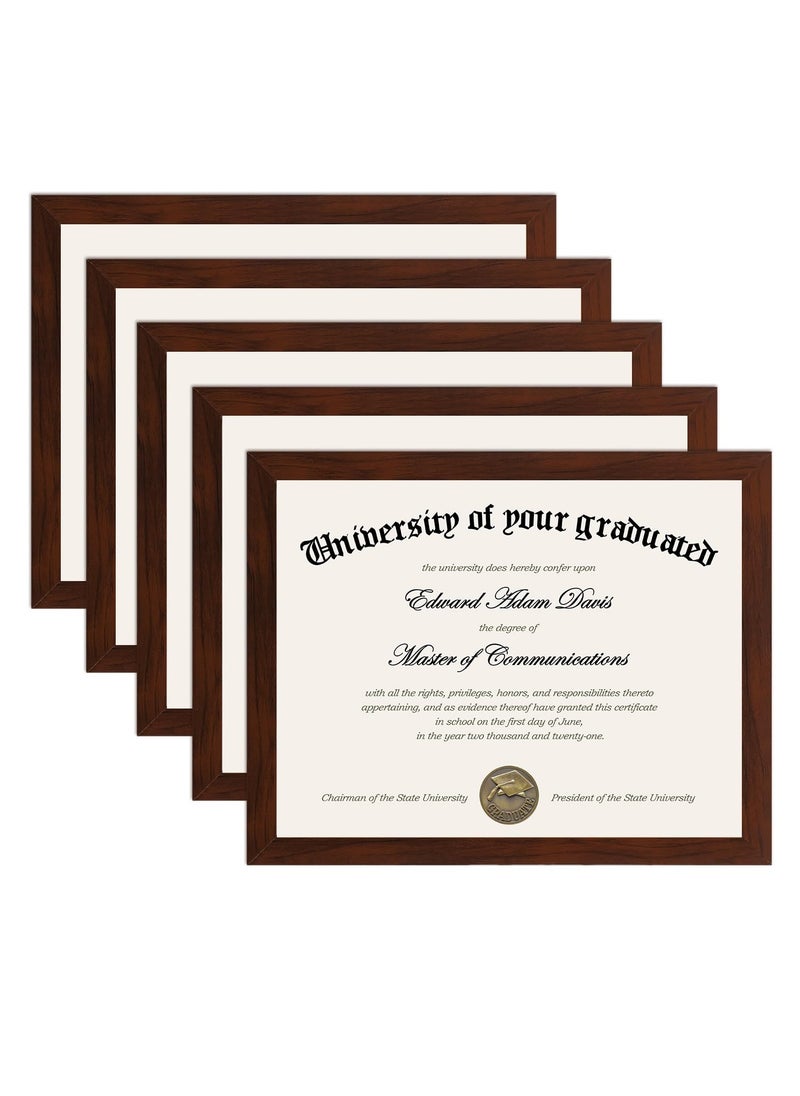 upsimples upsimples Certificate Frame with High Definition Glass 85 by 11 Picture Diploma Document Frames for Wall and Tabletop Mahogany 5 Pack 