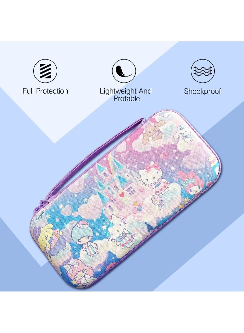 عام حقيبة حمل لطيفة لمفتاح نينتندو سويتش سويتش أوليد، حقيبة حمل محمولة ذات غلاف صلب من كاواي للسفر مع 12 فتحة لبطاقات الألعاب - Image 2