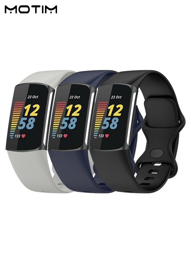 موتيم 3 حزم من الأحزمة الرياضية متوافقة مع سوار ساعة Fitbit Charge 6/5 S/M، إكسسوارات حزام ساعة بديل سيليكون ناعم مقاوم للماء لسوار Fitbit Charge 6/5  - Image 1