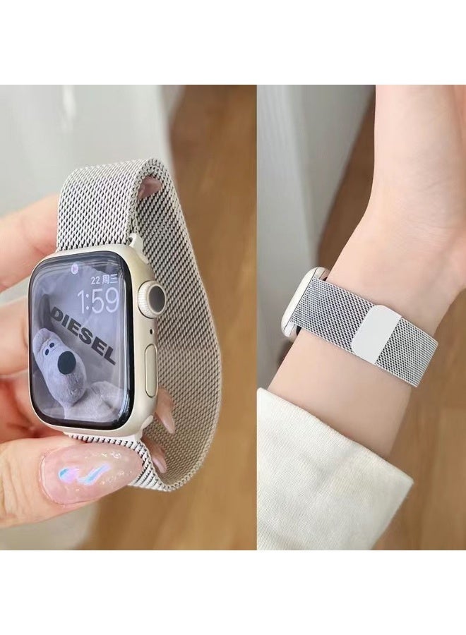 Premium 46mm Milanese Magnetic Loop Apple Watch Band | Stainless Steel Metal Mesh Strap | Champagne - Image 1