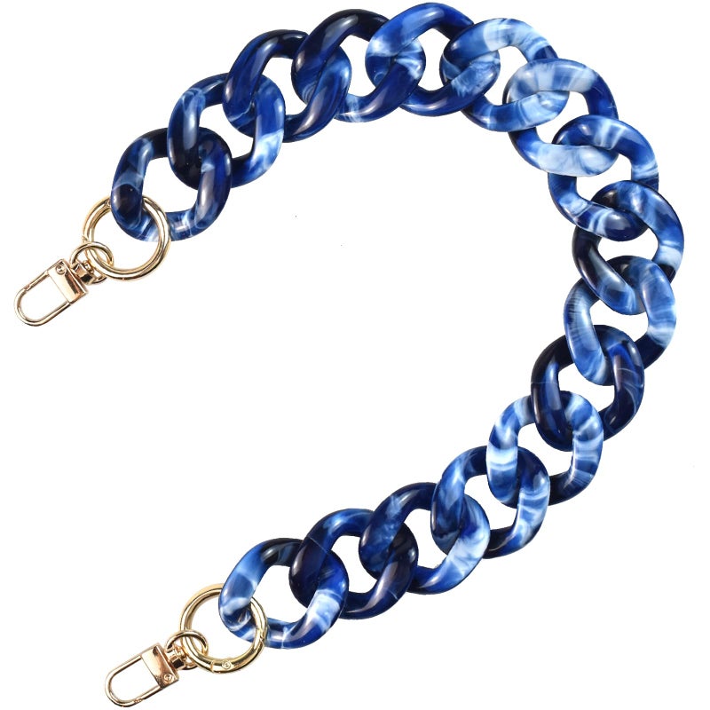 Havique Bag Chain Extender Purse Chain Handles Bag Strap Replacement Purse Charms For Handbags Chunky Decorative Accessories  Acrylic Blue White 18"" - Image 1