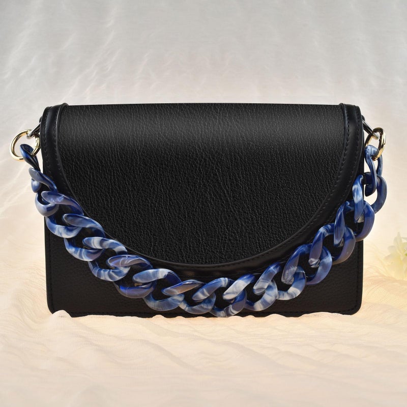 Havique Bag Chain Extender Purse Chain Handles Bag Strap Replacement Purse Charms For Handbags Chunky Decorative Accessories  Acrylic Blue White 18"" - Image 3